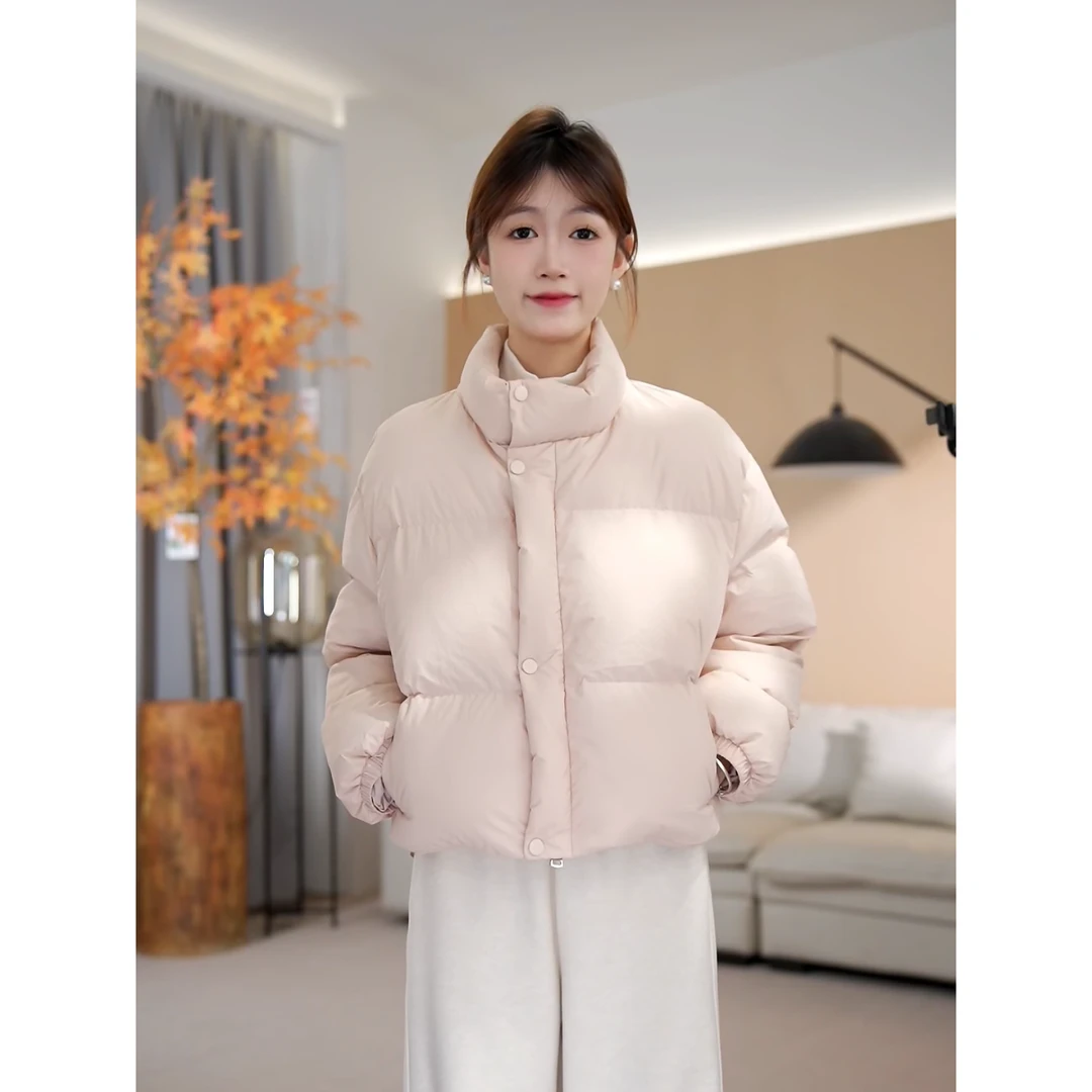 （周周小个子）冬季新款休闲百搭立领韩版纯色简约棉服-YJ1117