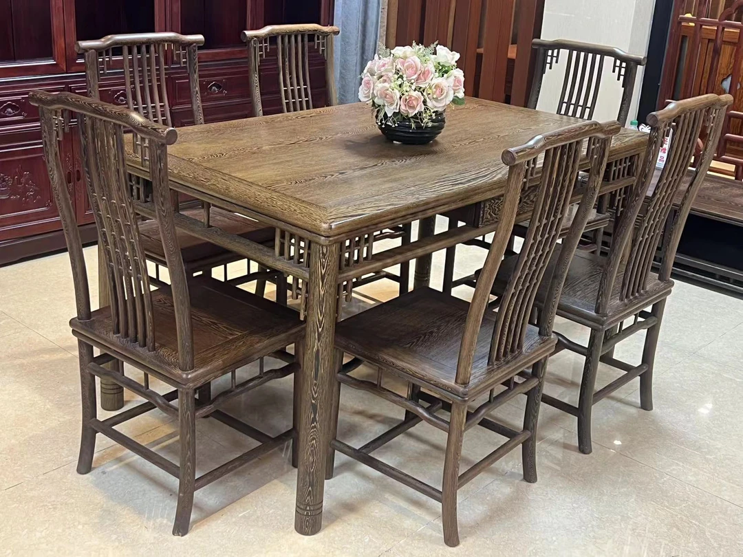 鸡翅M家用餐桌椅组合椅鸡翅M吃饭桌新中式长方桌餐茶桌椅餐厅