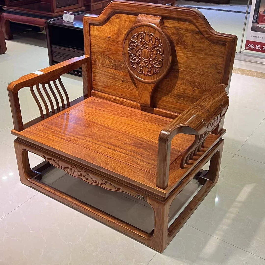 】新中式沙发单人椅刺猬ZT中式实木客厅椅组合