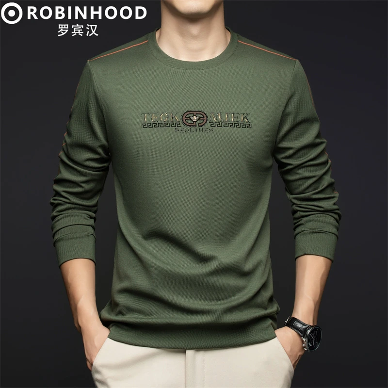 ROBINHOOD/罗宾汉2024秋季新款卫衣男士圆领内搭时尚休闲长袖T恤