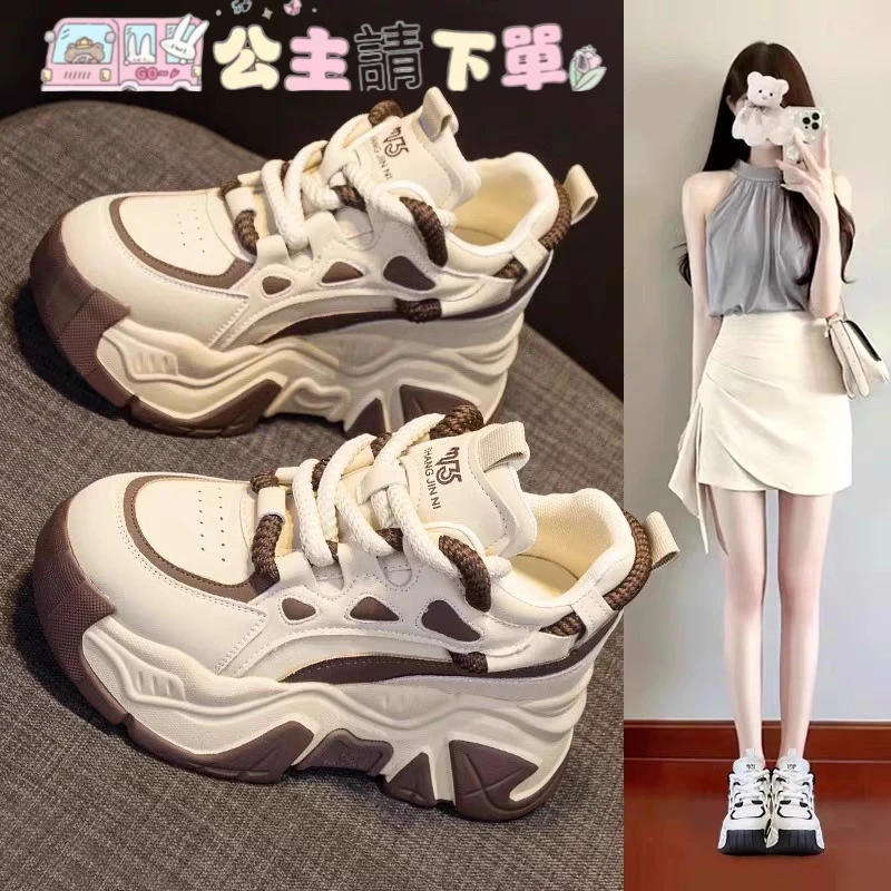 加绒内增高老爹鞋女2023冬季新款爆款厚底网红百搭休闲运动鞋子