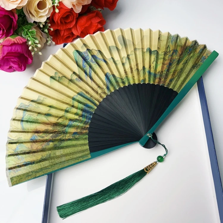 中国风折扇千里江山图扇子古风好开合男女皆可用拍照便携折叠扇