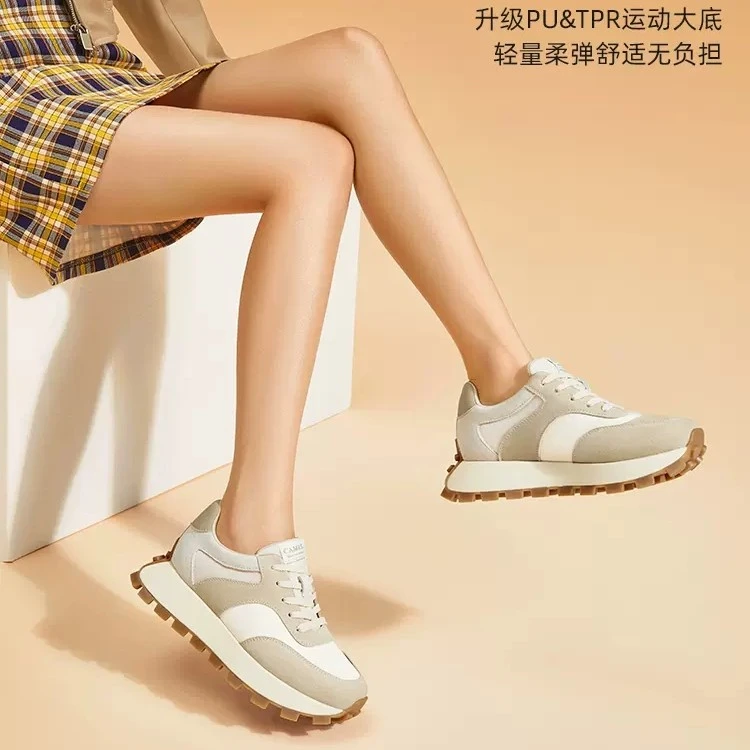 骆驼2024春季户外时尚厚底老爹鞋女款潮流运动舒适复古休闲鞋3114