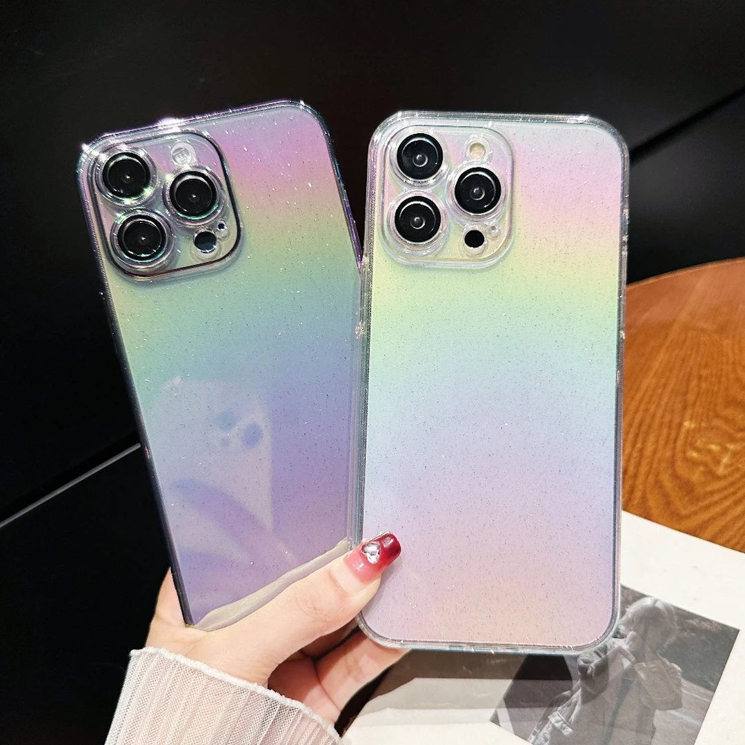 适用苹果系列iPhone15新款透明手机壳星辰闪粉炫彩时尚小众防摔14
