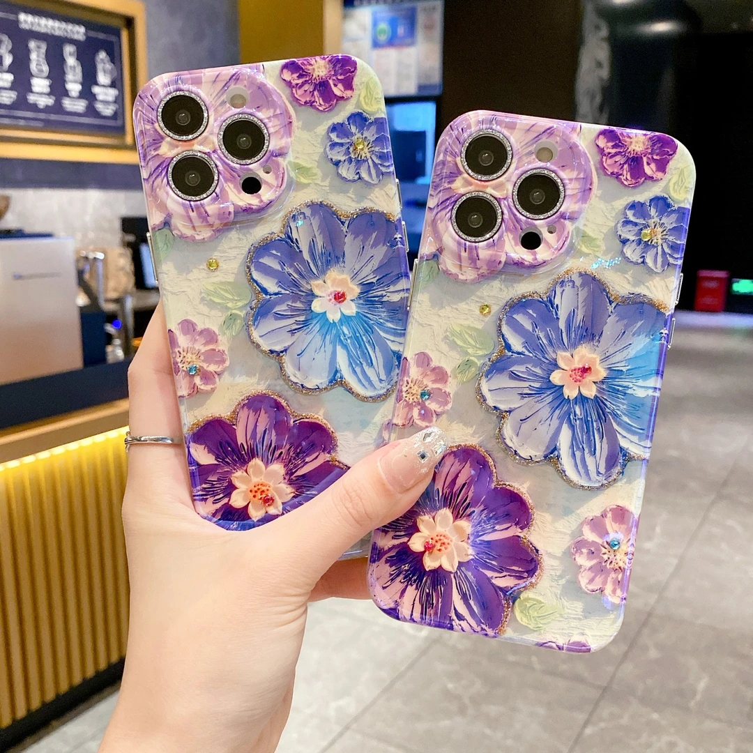 适用苹果系列iPhone15新款手机壳气质紫罗兰防摔包镜头膜14/13/12