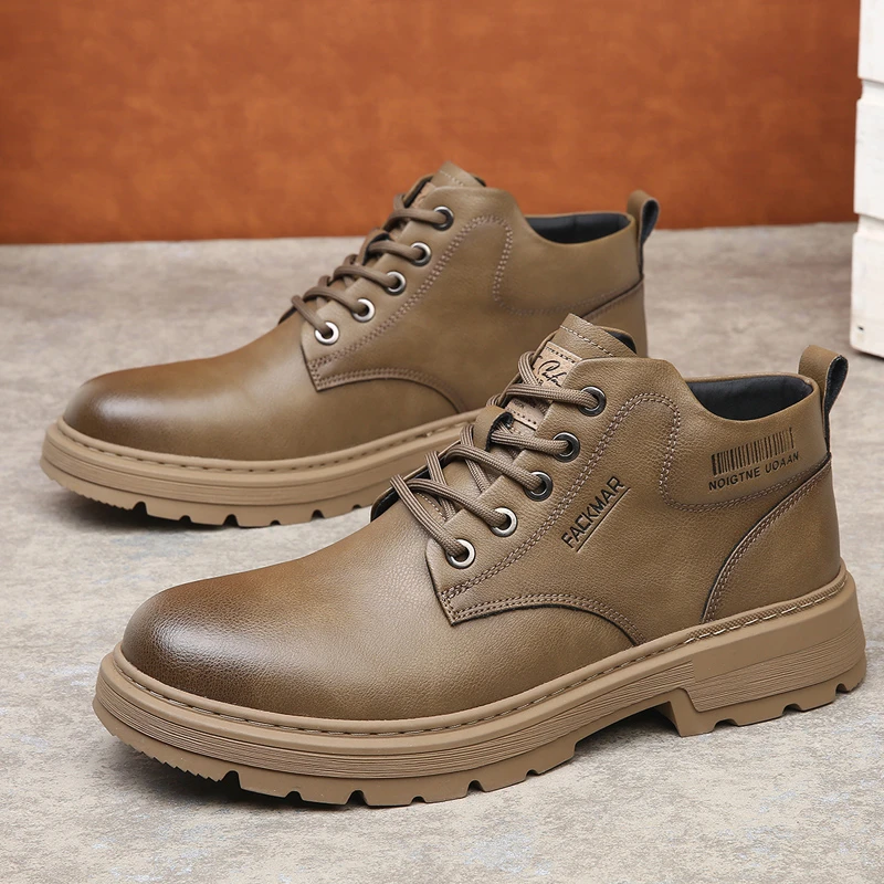 马丁靴厚底男款冬季真皮英伦风高帮皮鞋男士加绒短靴中帮工装男鞋