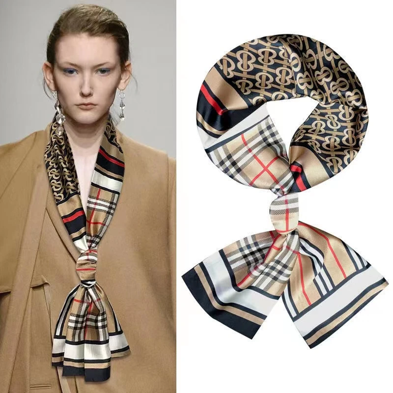 时尚百搭长条窄丝巾