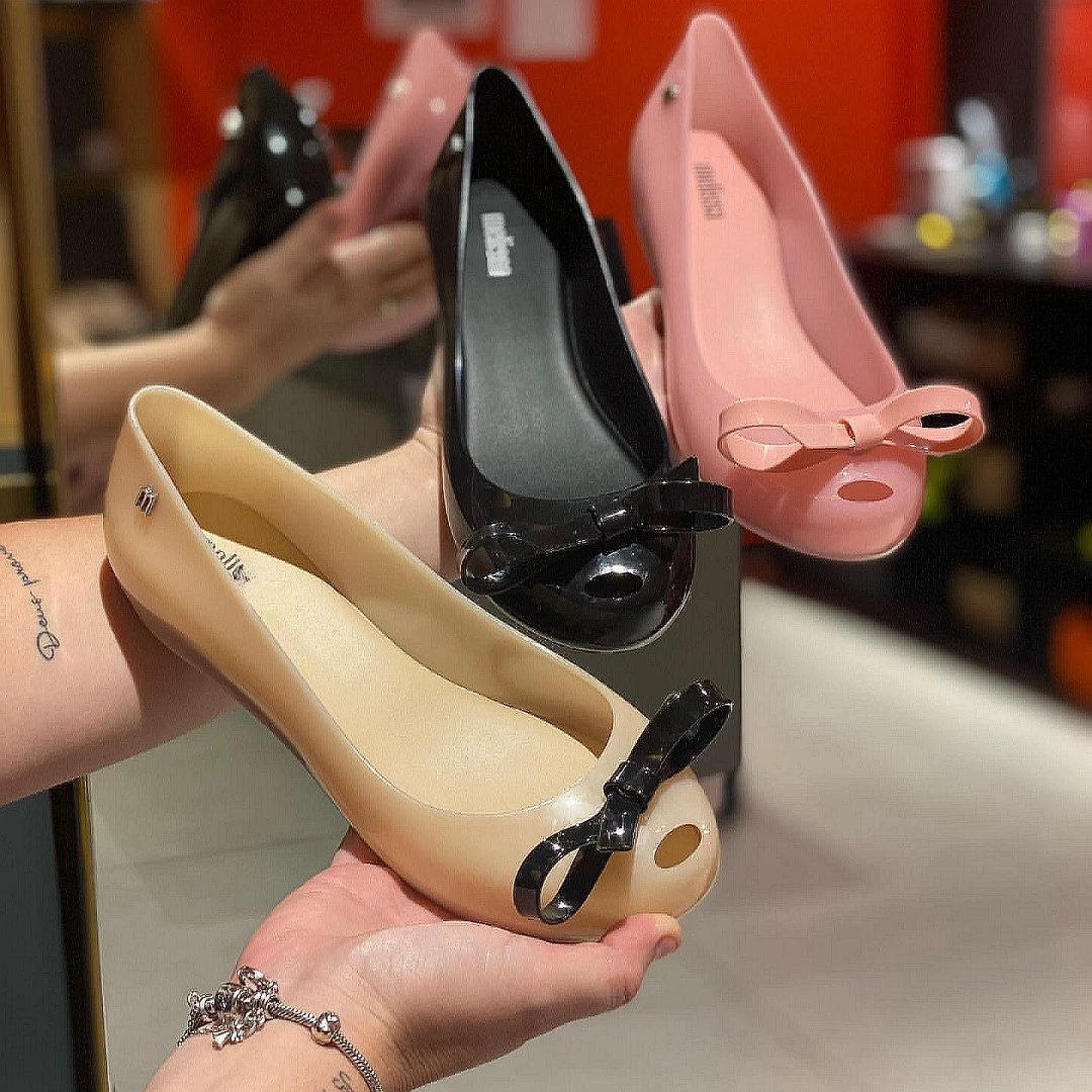 正品巴西果冻香鞋细蝴蝶结女单鞋鱼嘴内增高一脚蹬芭蕾鞋33891