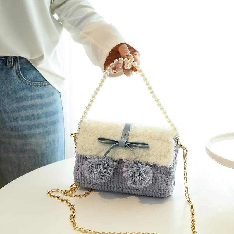 冰条线毛球手工编织包包手织自制diy毛线材料包送女友礼物成品