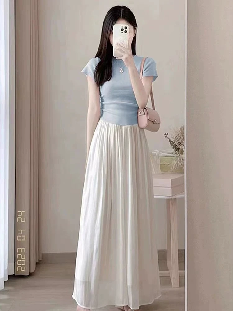 280#夏季茶系穿搭两件套小清新韩剧时尚漂亮小个子多巴胺套装裙子