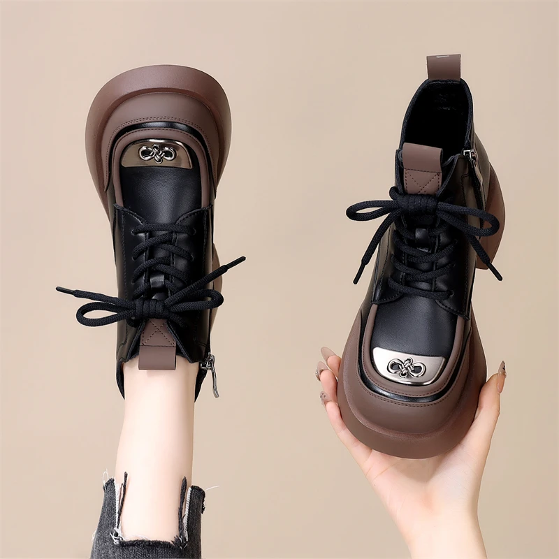 小个子增高马丁靴女2025秋冬新款英伦风网红百搭爆款粗跟韩版短靴