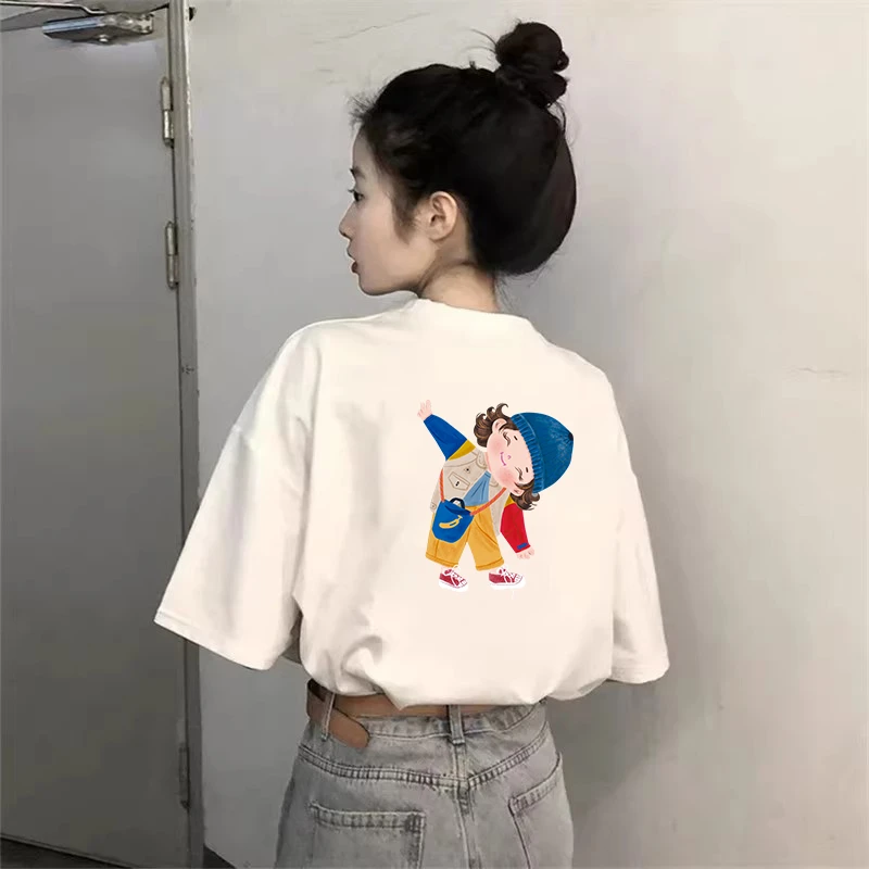 正肩白色短袖t恤女夏季2025新款纯棉宽松设计感半袖体恤百搭上衣