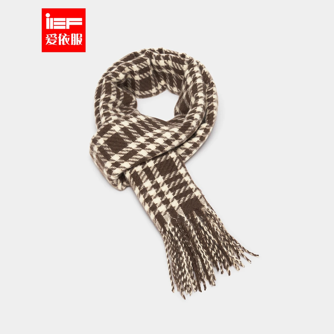 IEF/爱依服2023新款韩版秋冬高级感千鸟格设计百搭同款围巾针织