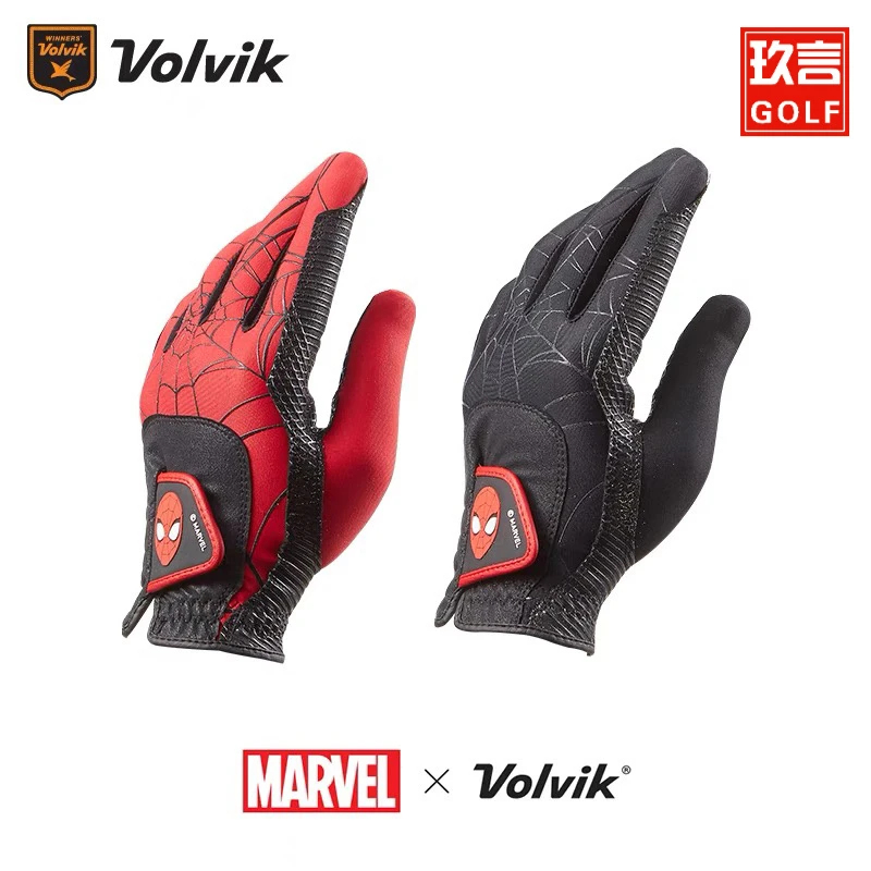 Volvik高尔夫球手套左手单支漫威蜘蛛侠透气防滑golf用品男士用