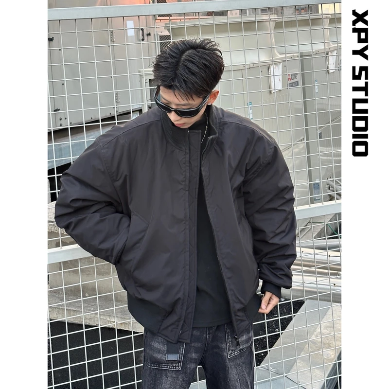 高街廓形飞行员棉服男潮流痞帅休闲立领百搭外套冬季保暖美式棉衣