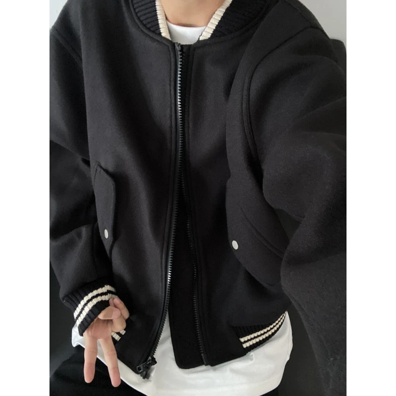 Holdup美式休闲重磅斜纹微廓形短款棒球服Cleanfit宽松外套夹克