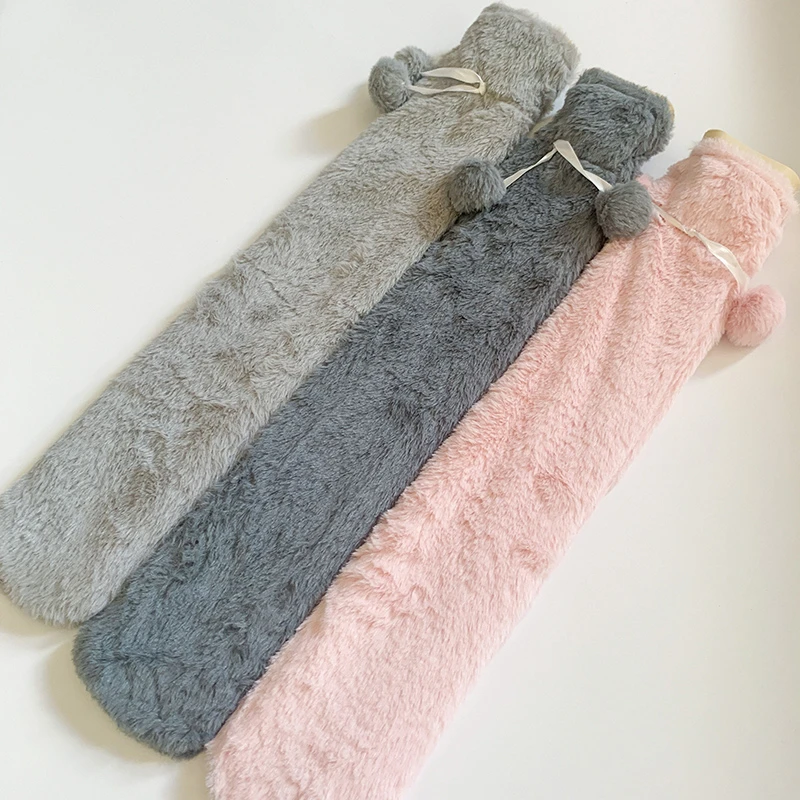 长款热水袋注水式柔软可爱毛绒家用灌水绒毛大号双层加长暖水袋