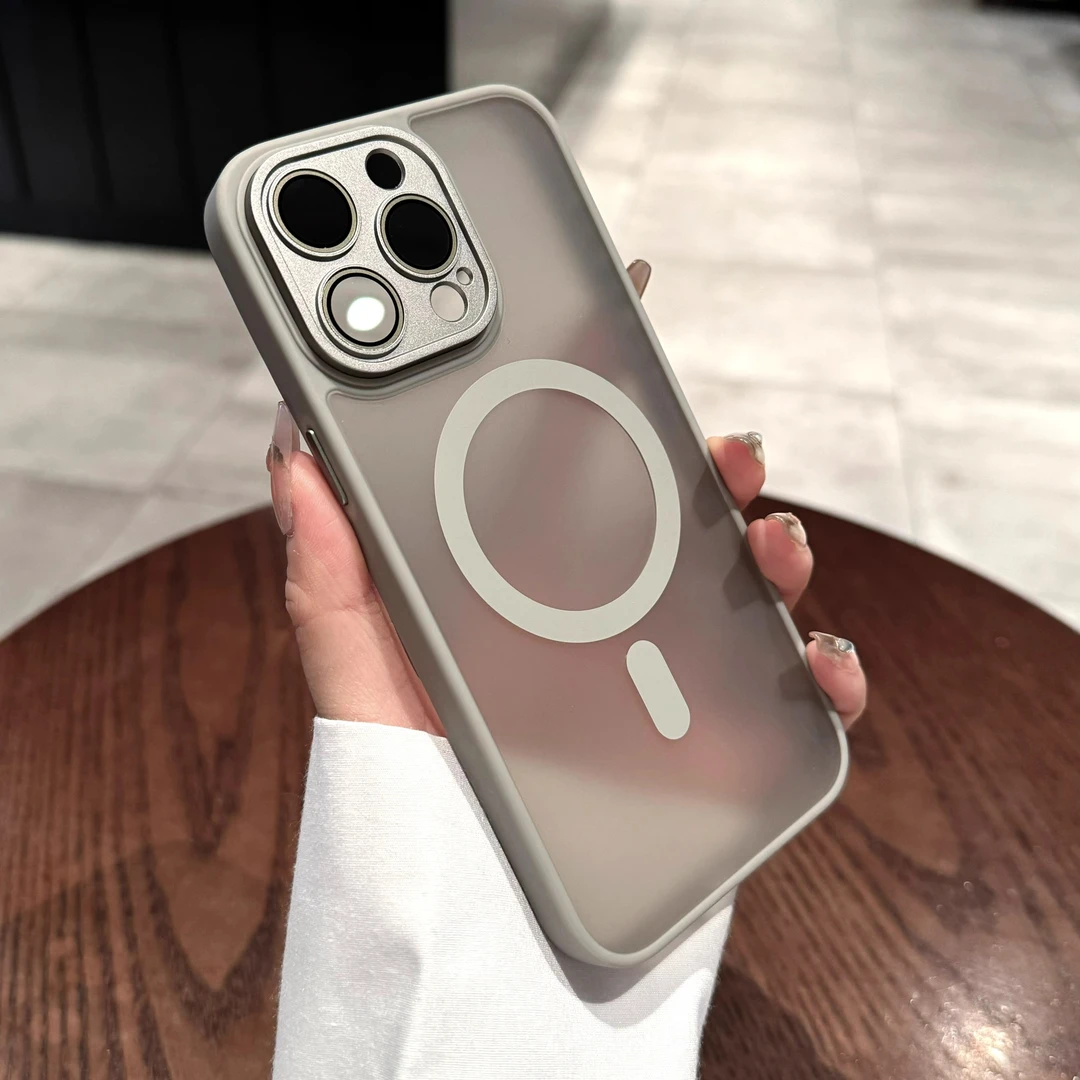 苹果15promax手机壳透明磁吸磨砂iPhone14防摔镜头全包膜13超薄12