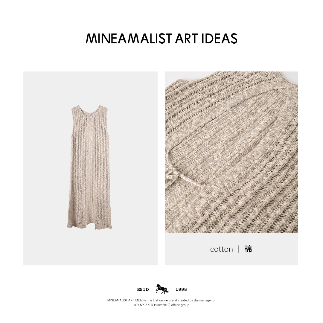MINEAMALIST ART IDEAS夏季镂空绞花圆领针织无袖连衣裙1883M