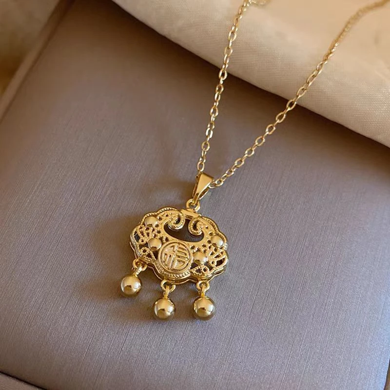 钛钢项链 【K12】新款精致平安锁百搭时尚素款轻奢气质锁骨链