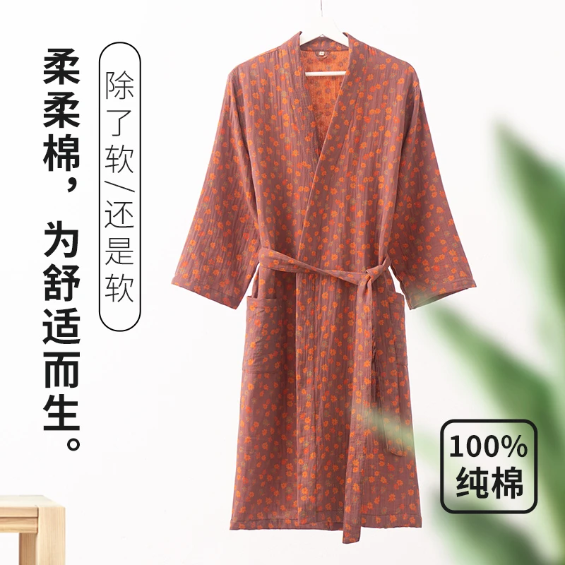 纯棉浴袍纱布女新款成人全棉睡袍大人男吸水可穿浴巾洗澡毛巾浴衣