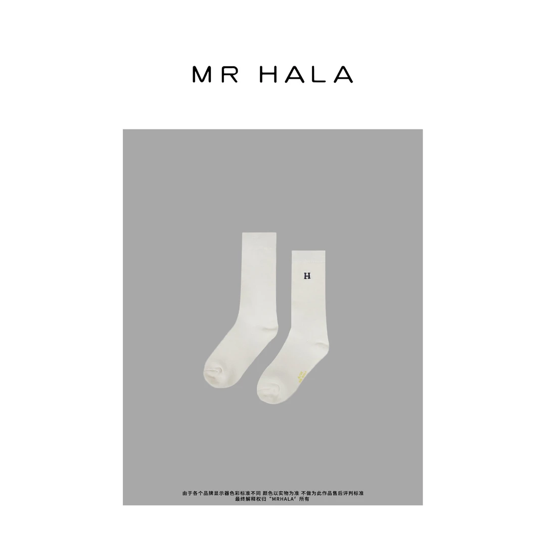 MRHALA 海岛棉吸汗德机绣字母微弹长袜 LW31256