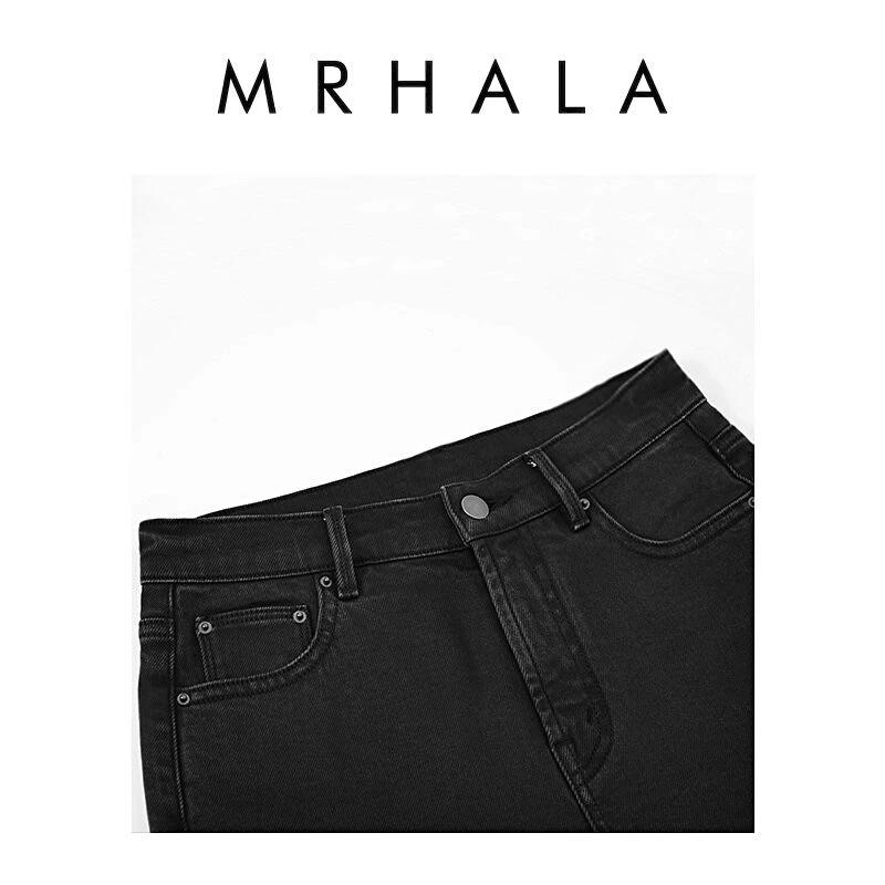 MRHALA/女装推荐 卢加诺质感灰洗水牛仔裤女 YK2923