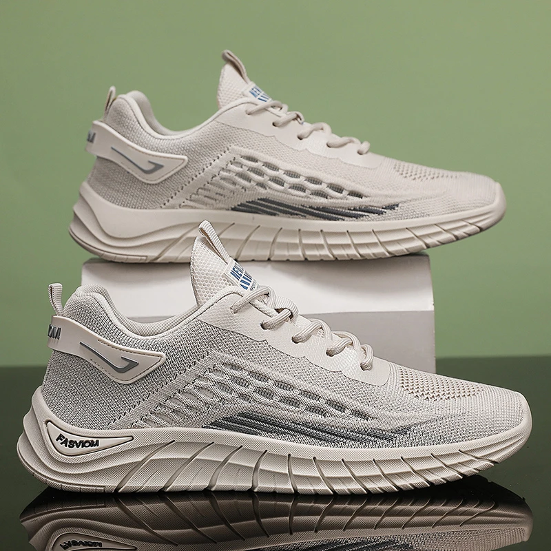 【官方正品】大码透气男鞋运动休闲百搭潮鞋运动网面飞织时尚跑步鞋