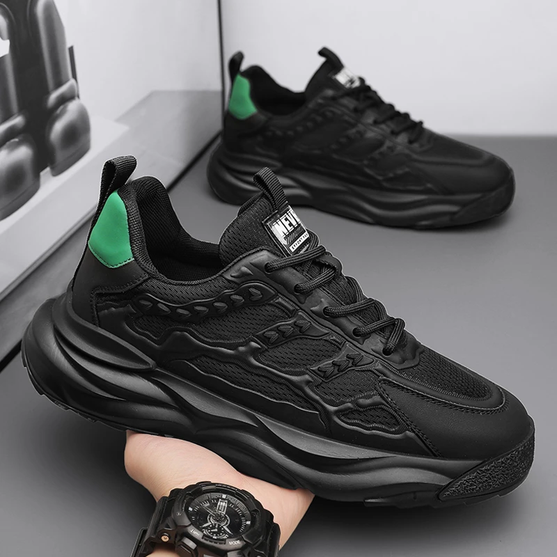 男鞋夏季透气2023春夏季新款舒适网面老爹鞋休闲百搭运动小白潮鞋