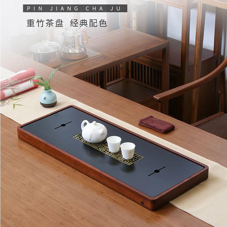 创意小型日式竹制茶托盘轻奢新中式家用简约大号长方形竹茶盘重竹