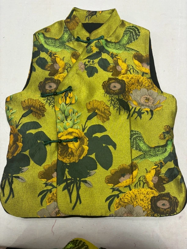 国风古韵，百鸟争鸣图花色衬棉马甲，保暖