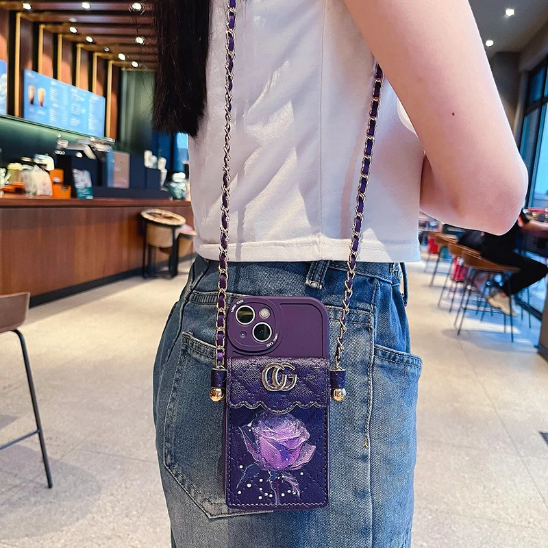 适用苹果14手机壳玫瑰花斜挎包华为荣耀OPPOVIVO新款iphone13网红