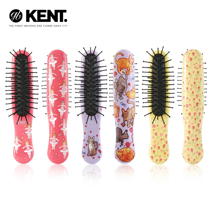 英国肯特KENT梳子迷你便携蓬松顺发紫色印花干湿两用气垫按摩梳女