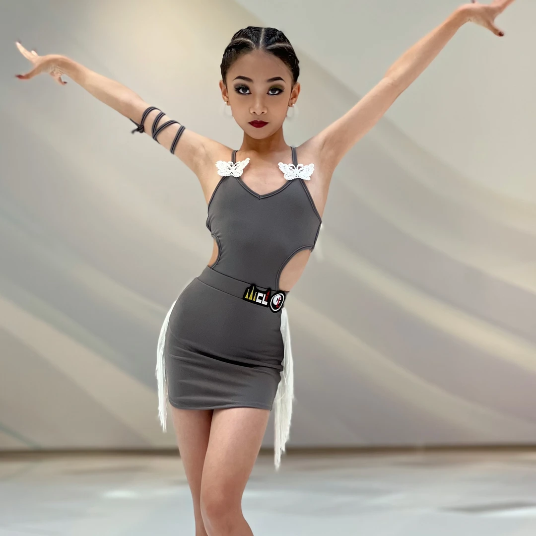 创丽舞服雅馨同款灰天鹅系列拉丁舞服练习服