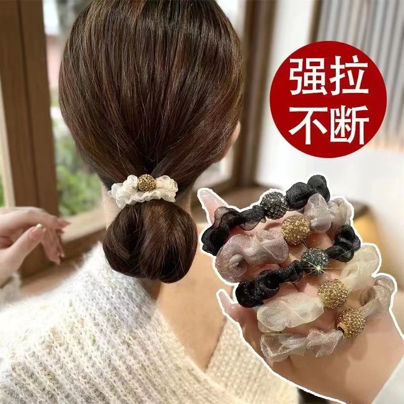 韩式2024年新款大肠圈发圈女简约ins气质扎发绳马尾皮筋发饰手工