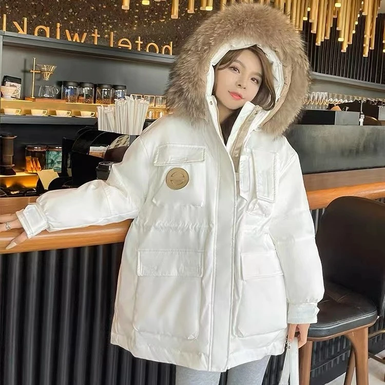 [莹莹特卖]反季仿真毛领中长款收腰工装派克保暖百搭显瘦大毛领