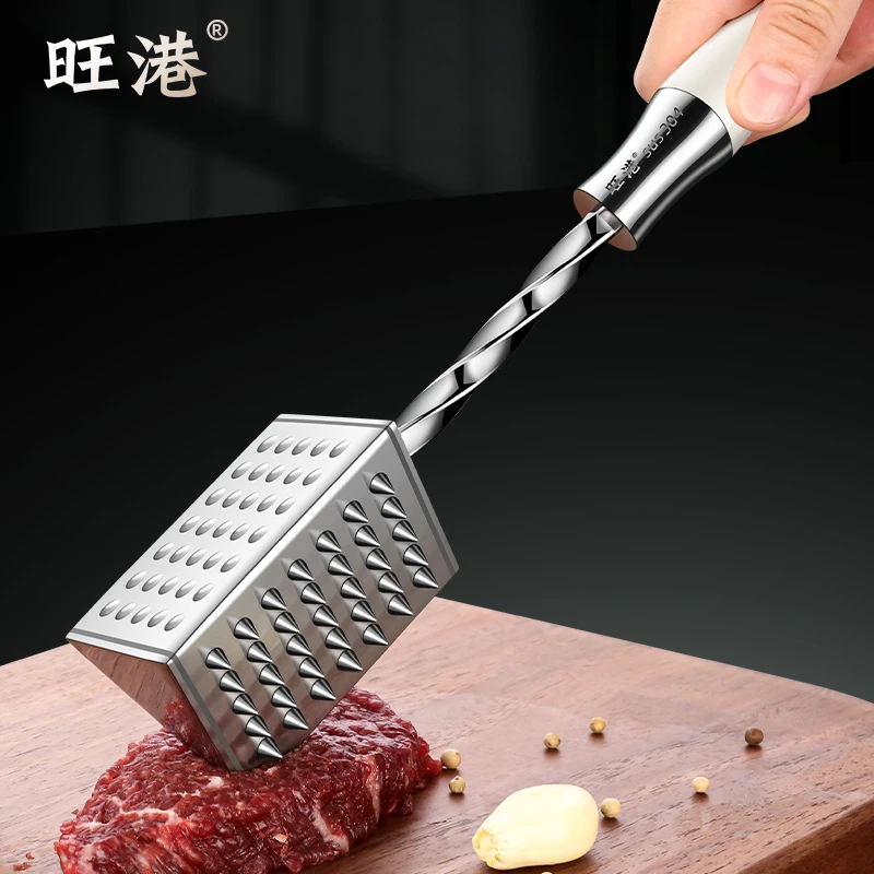 新款304不锈钢肉锤实心牛排锤肉器断筋器家用打砸嫩肉神器松肉锤