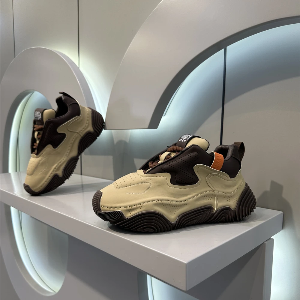 2024秋季爆款男士时尚潮流马卡龙色厚底低帮休闲鞋舒适百搭潮鞋子