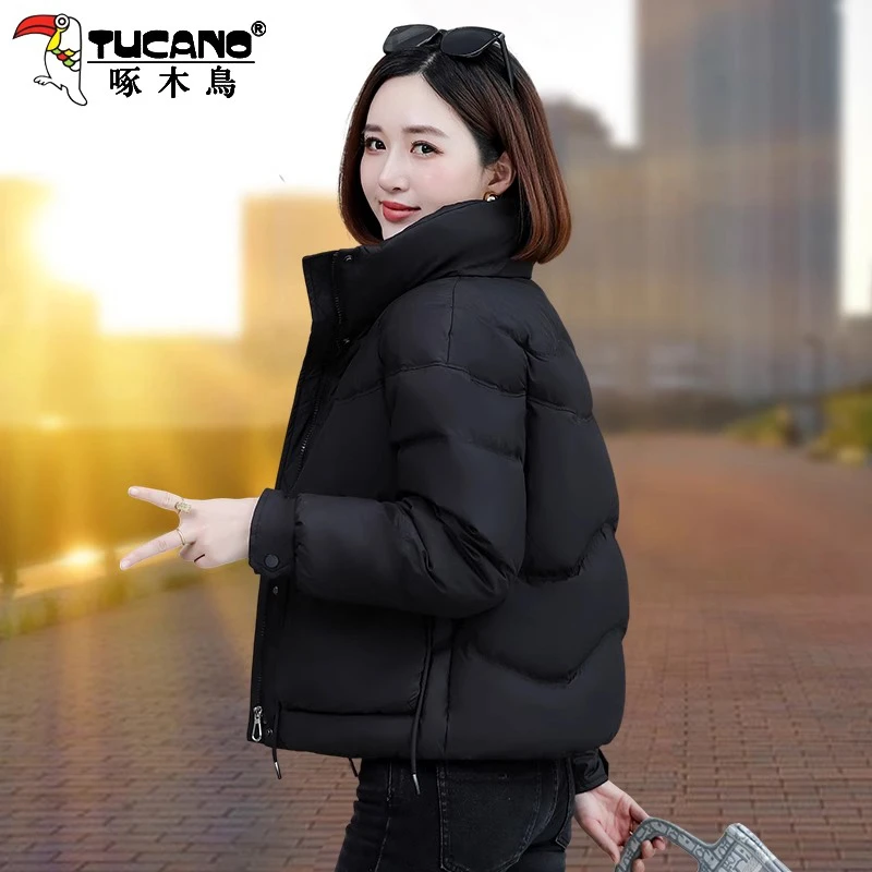 【官方品牌】啄木鳥短款羽绒服女冬季2025新款加绒加厚保暖时尚外套
