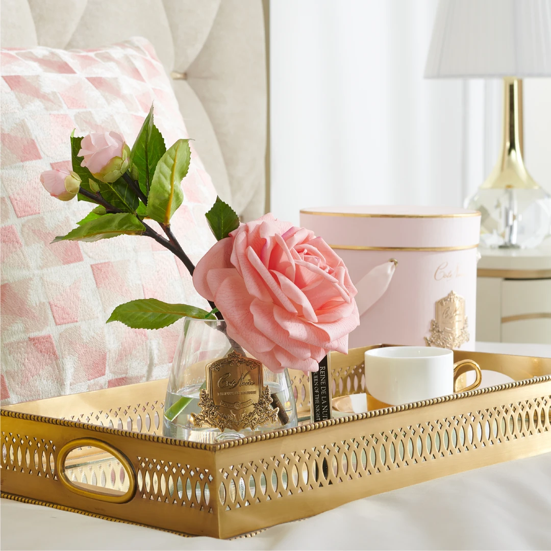 美克美家Rehome【朝露玫瑰】高品质法式轻奢客厅餐桌仿真花香氛摆件