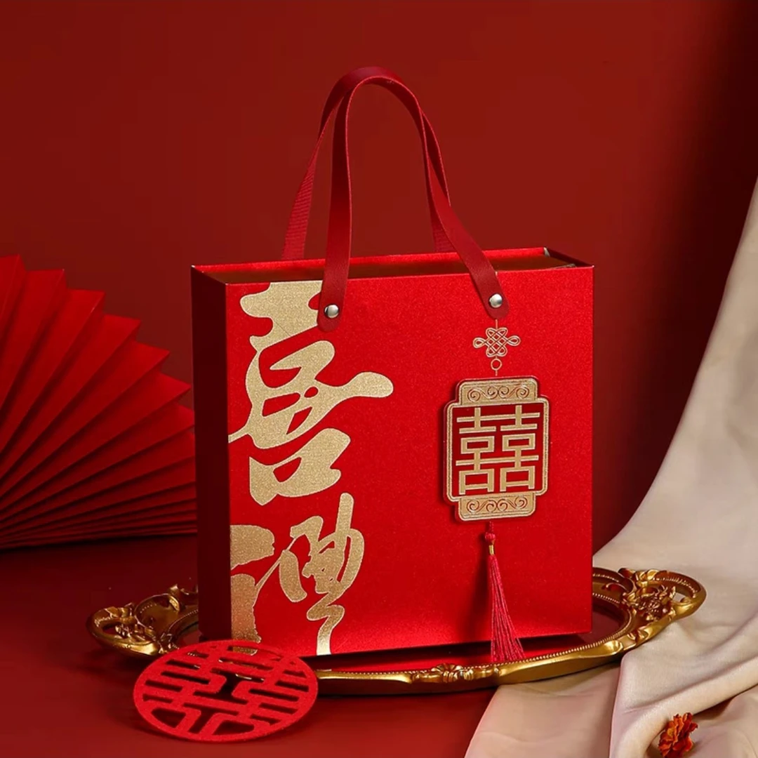 喜糖盒子结婚高级感回礼糖果包装盒空盒喜糖袋婚礼创意红色小礼盒