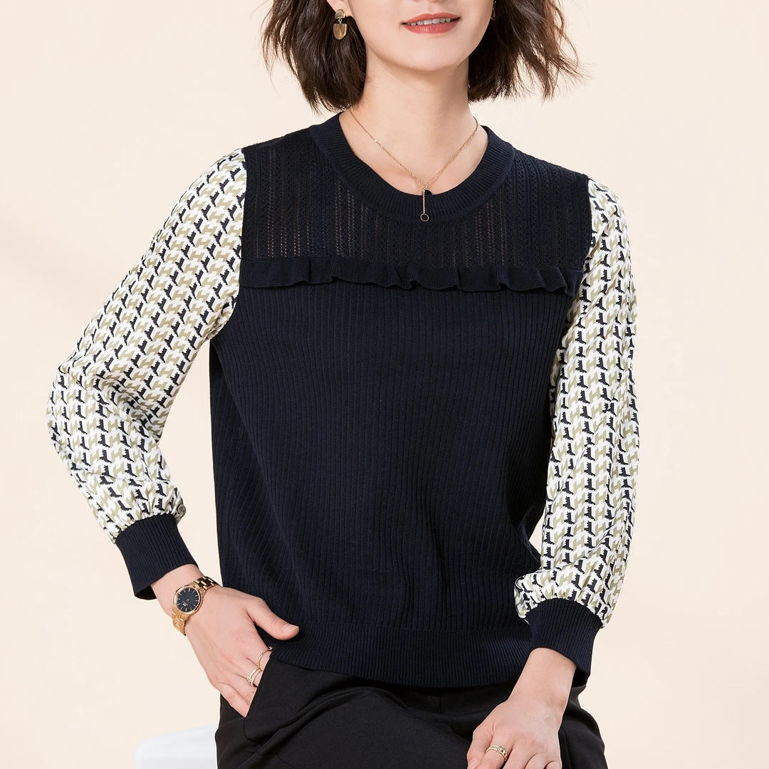 莱赛尔天丝针织衫秋冬新款气质时尚长袖针织衫百搭套头春秋A300