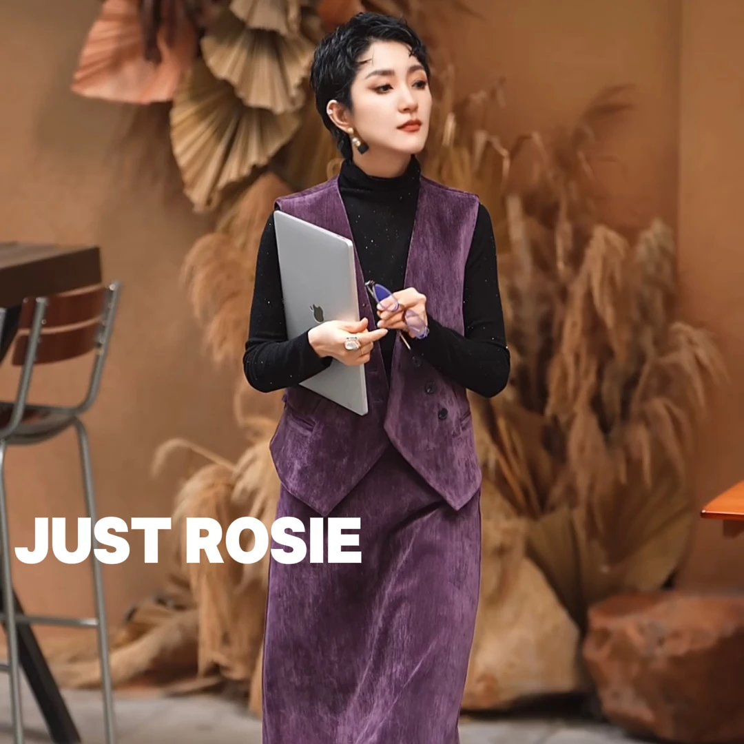 【莫妮卡卡】裙长85衣长49）时尚气质轻奢马甲套装半身裙--ZCA3185