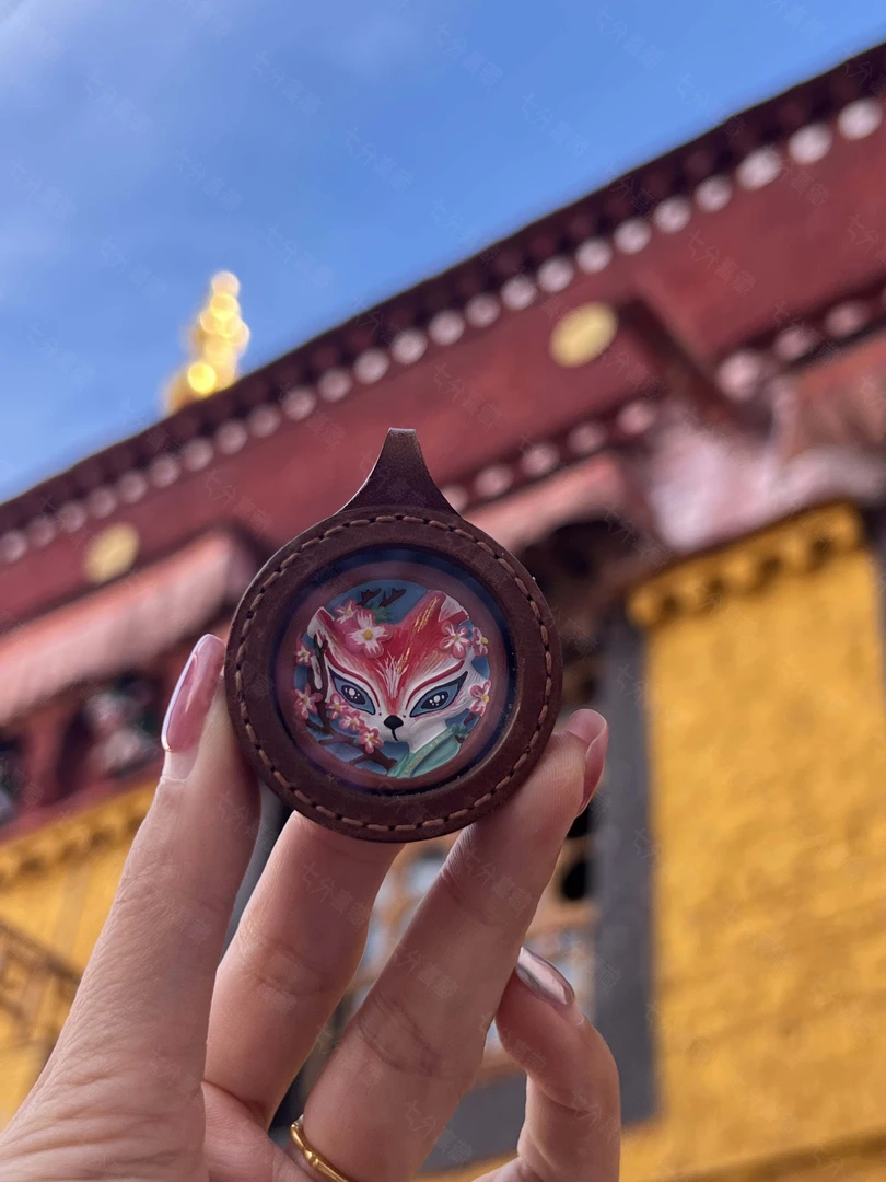 【璐璐专属】纯手工皮壳立体唐卡浮雕吊坠小狐擦擦拉萨直飞文玩探宝