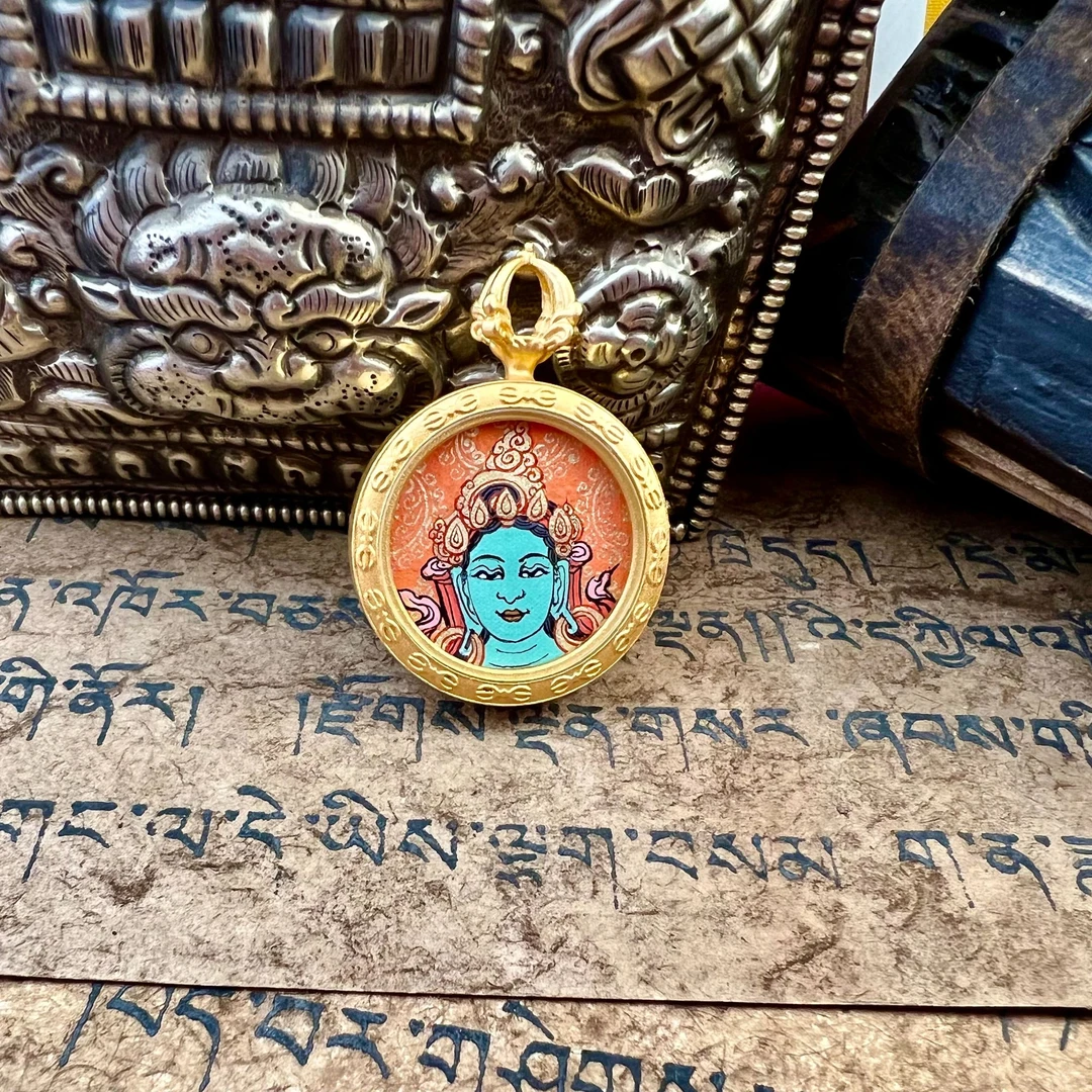 【新】纯手绘唐卡黄c绿度母大黑天2.0文玩探宝艺术拉萨直发