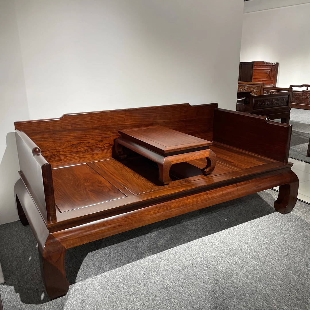 北方老榆木 素面罗汉床 中式古典家具 榆木家具