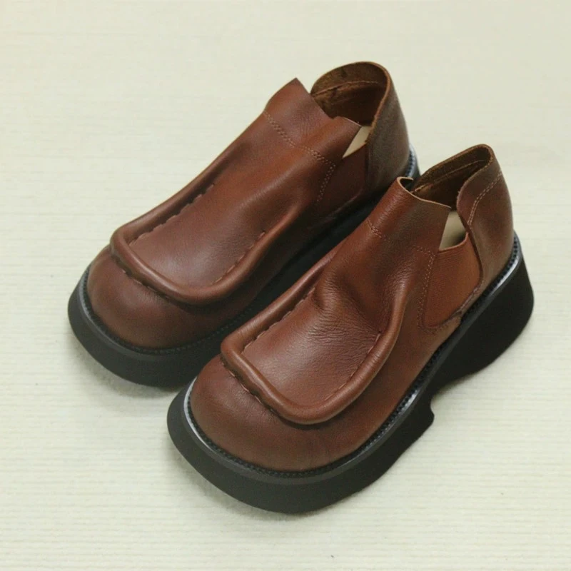 23790-2牛皮厚底休闲平底套脚女单鞋