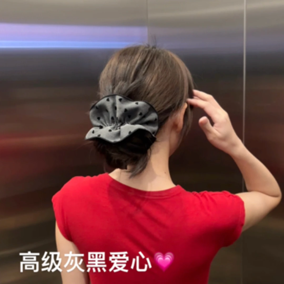 灰色黑爱心 韩版头饰发圈韩式原创设计日韩发绳甜美风爱心