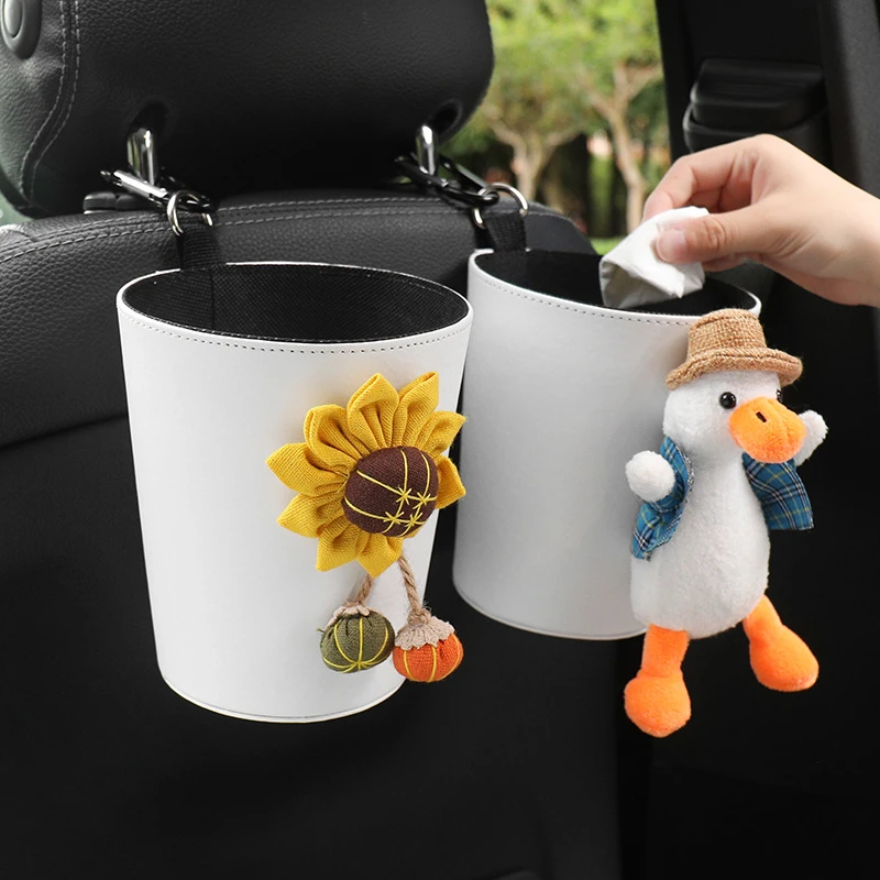 可爱车载垃圾桶汽车内用前后排座椅收纳用品垃圾袋女挂式卡通车上
