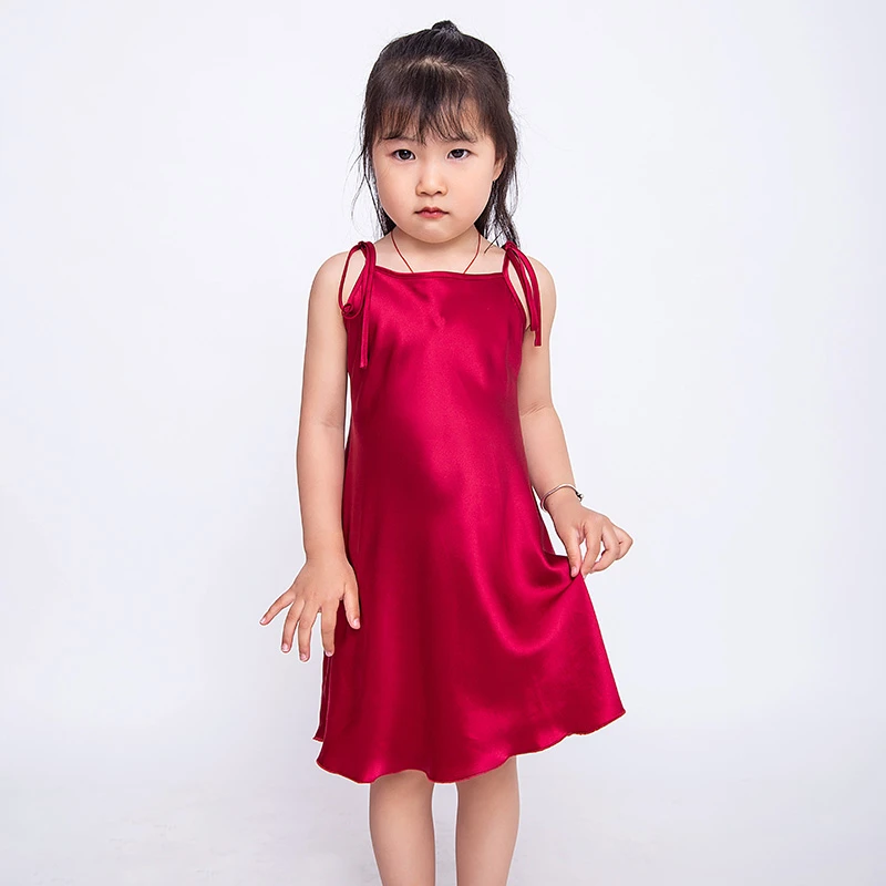 枕水人家可爱100%桑蚕丝真丝儿童吊带裙透气女童家居服短连衣睡裙